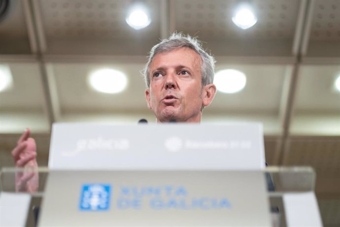 El presidente de la Xunta, Alfonso Rueda, en la rueda de prensa posterior al Consello del 9 de junio de 2022.