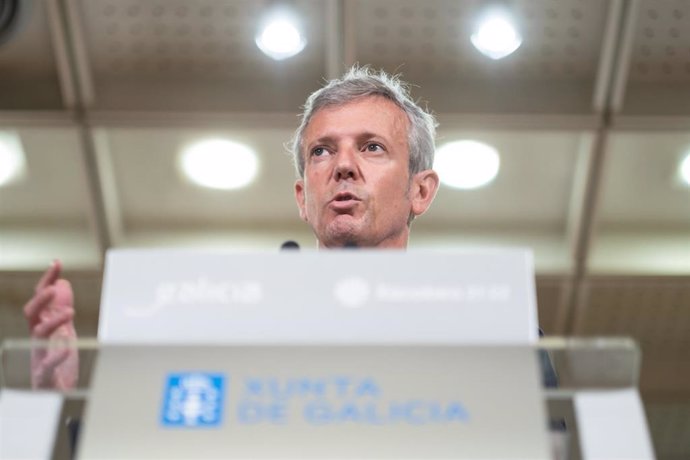 O presidente da Xunta, Alfonso Rueda, na rolda de prensa posterior ao Consello do 9 de xuño de 2022.