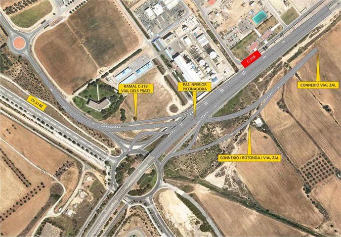 Mapa dels punts que es connectaran amb la ZAL del Port de Tarragona