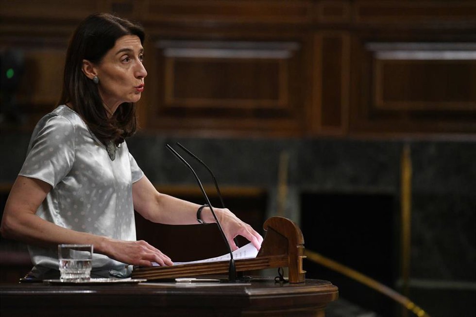 La ministra de Justicia, Pilar Llop, interviene durante una sesión plenaria, en el Congreso de los Diputados, a 9 de junio de 2022, en Madrid (España). El pleno gira en torno a la votación del proyecto de ley de impulso a los planes de pensiones de empl