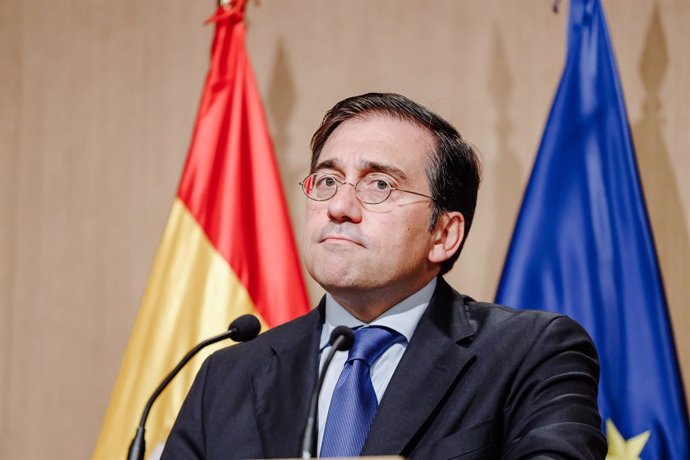 El ministro de Asuntos Exteriores, José Manuel Albares, inaugura el seminario para periodistas 'Cumbre de la OTAN: el futuro de la Alianza se define en Madrid', en el Ministerio de Asuntos Exteriores, a 9 de junio de 2022, en Madrid (España). El objetiv
