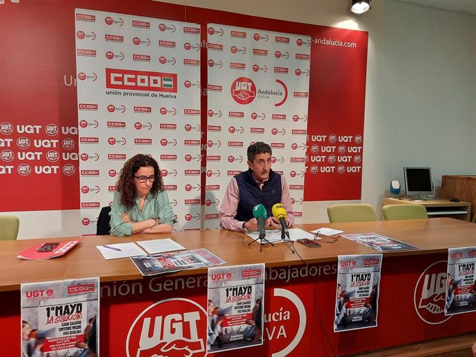 Archivo - Los secretarios generales de UGT y CCOO en Huelva. Archivo. 