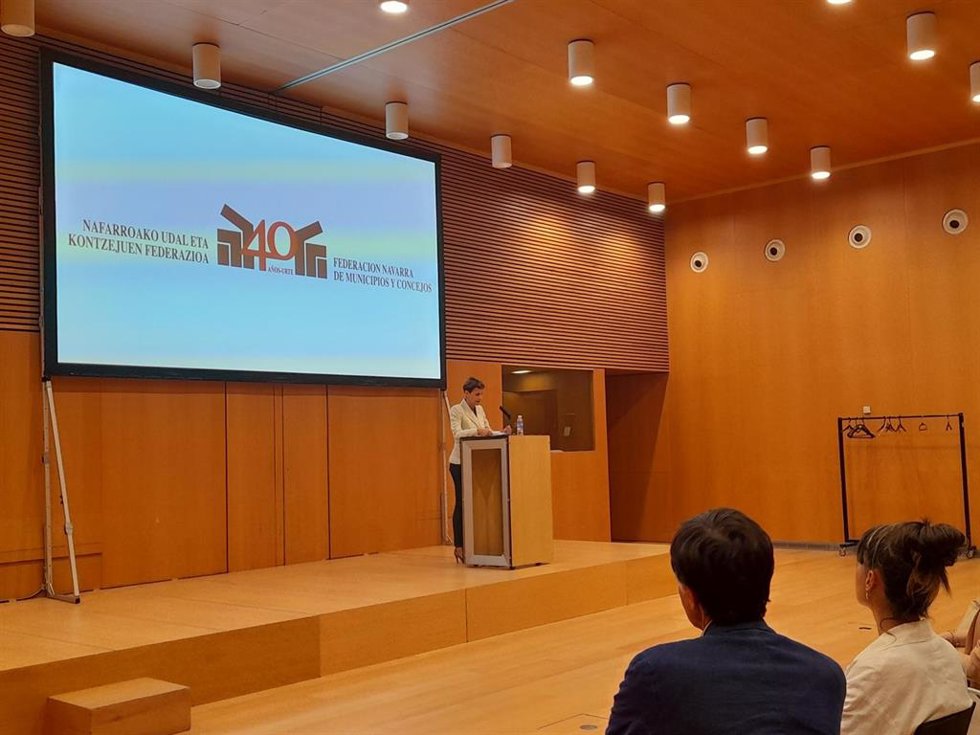 La presidenta Chivite, durante la clausura del acto conmemorativo del 40 aniversario de la FNMC