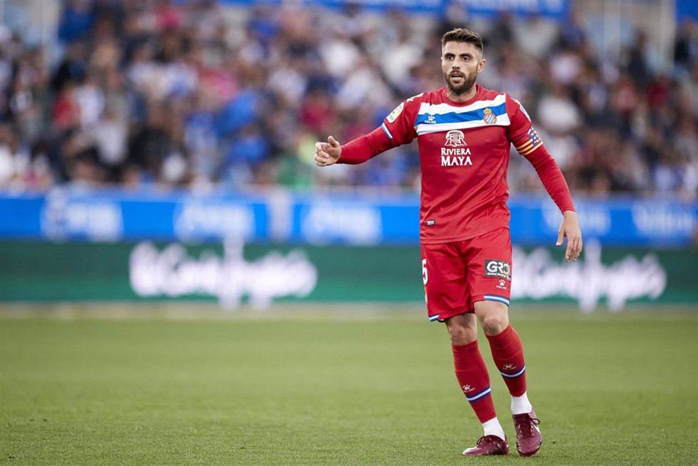 David Lopez of RCD Espanyol reacts during the Spanish league, La Liga match between Deportivo Alaves and RCD Espanyol at Mendizorrotza on May 11, 2022, in Vitoria, Spain.