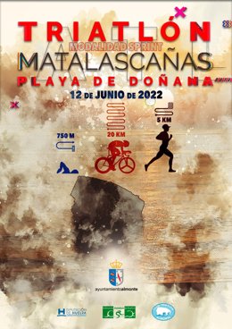 Cartel del II Triatlón de Matalascañas 'Playa de Doñana'.