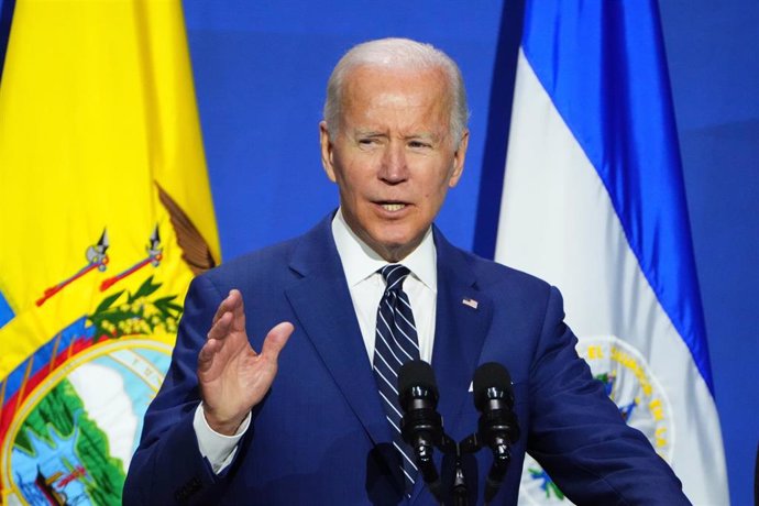 El presidente de Estados Unidos, Joe Biden, en Los Ángeles, durante un discurso de la Cumbre de las Américas.