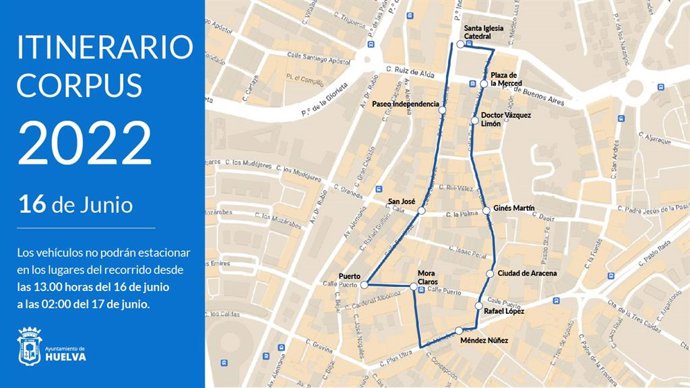 Itinerario del Corpues Christi en Huelva