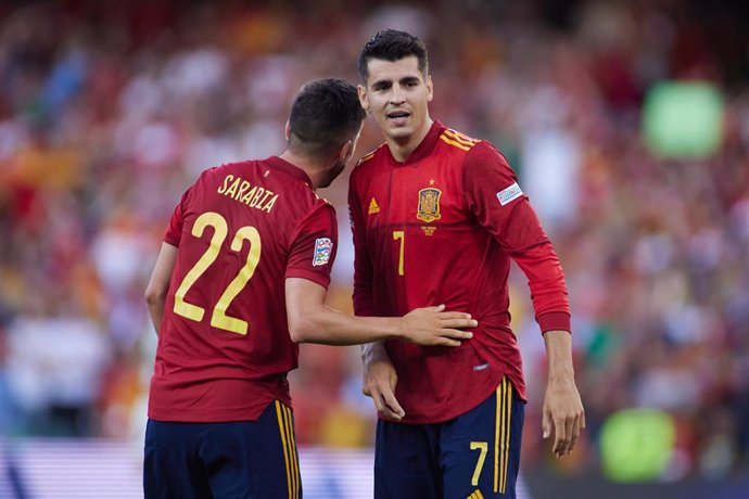 Álvaro Morata y Pablo Sarabia con la selección española