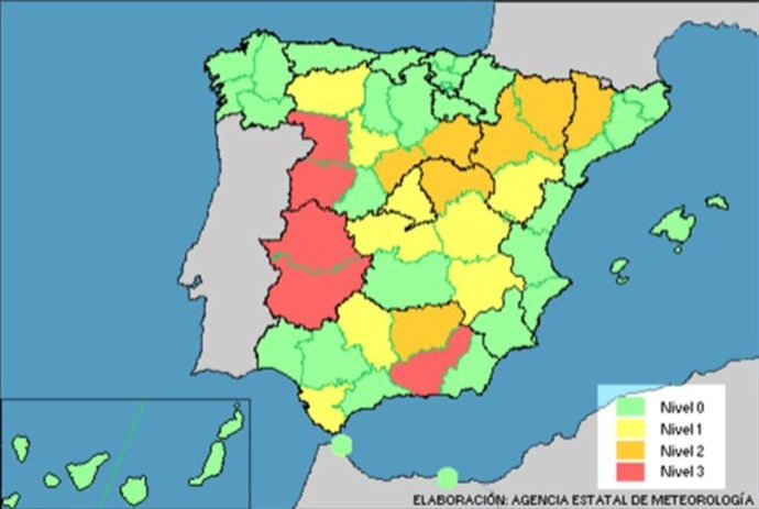 Extremadura tiene activado el nivel rojo por elevadas temperaturas.