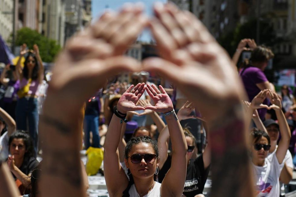 manifestación para reclamar la abolición de la prostitución