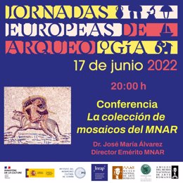 Cartel de conferencia dentro de las Jornadas Europeas de Arqueología en Mérida