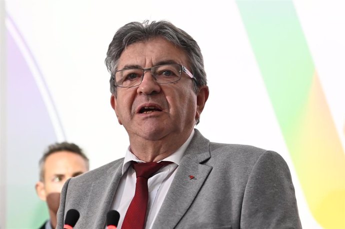 12 June 2022, France, Paris: Jean-Luc Melenchon, candidate of the left, speaks at his election night headquarters after the first round of the French parliamentary elections. Photo: Julien Mattia/Le Pictorium Agency via ZUMA/dpa