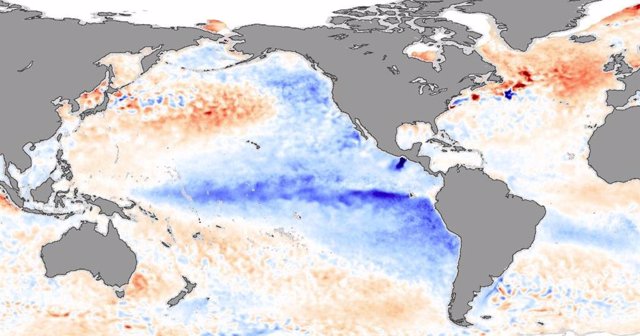 Anomalía fría de temperatura en el Pacífico motivada por La Niña