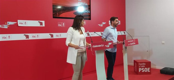 La secretaria de Organización del PSOE-CyL, Ana Sánchez, y el secretario general del PSOE de Zamora, Antidio Fagúndez.