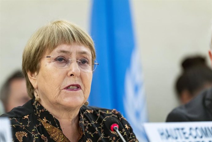 La Alta Comisionada de Naciones Unidas para los Derechos Humanos, Michelle Bachelet, durante el Consejo de Derechos Humanos en Suiza
