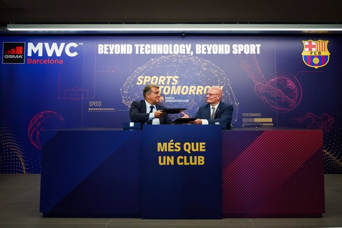 GSMA and FC Barcelona have signed a collaboration agreement to co-locate Sports Tomorrow Congress at MWC Barcelona 2023. FC Barcelonas President, Mr Joan Laporta and GSMA Ltd.s CEO, Mr John Hoffman met today at Camp Nou Stadium, the home of FC Barcelo