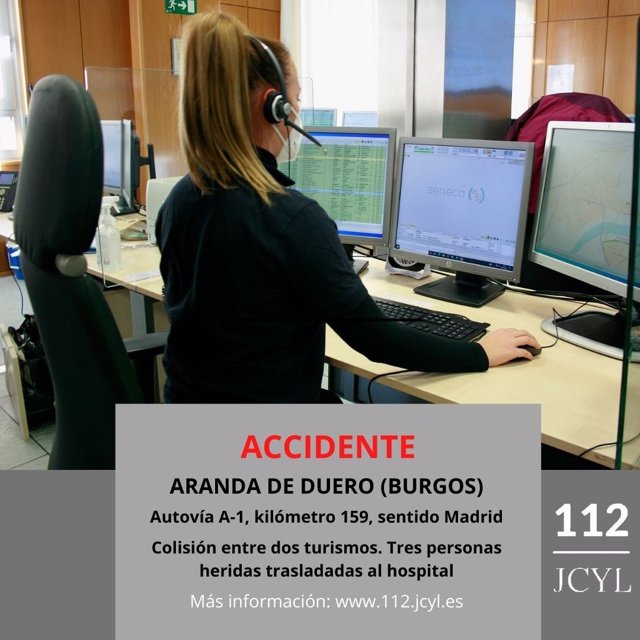 Gráfico elaborado por el 112 con datos sobre el accidente en la A-1 en Aranda de Duero