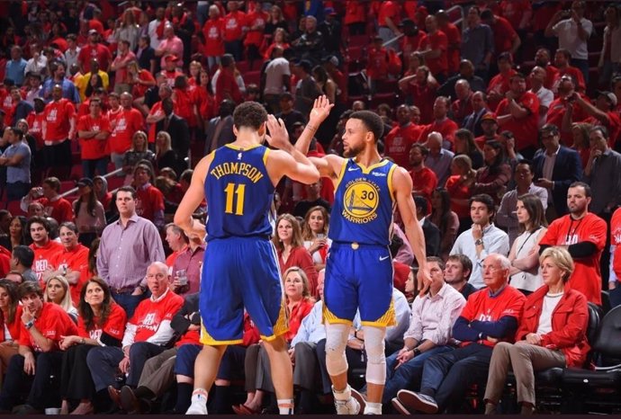Archivo - Stephen Curry y Klay Thompson con Golden State Warriors.