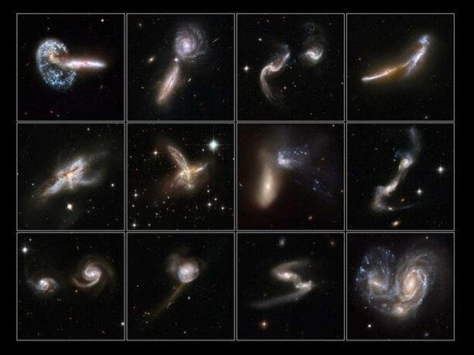 Las colisiones entre galaxias crean artefactos de marea con todo tipo de formas