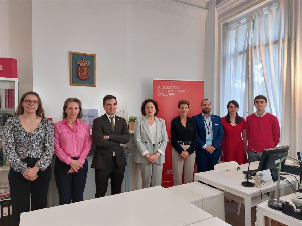 La presidenta de Navarra, María Chivite, durante su visita a Bruselas.