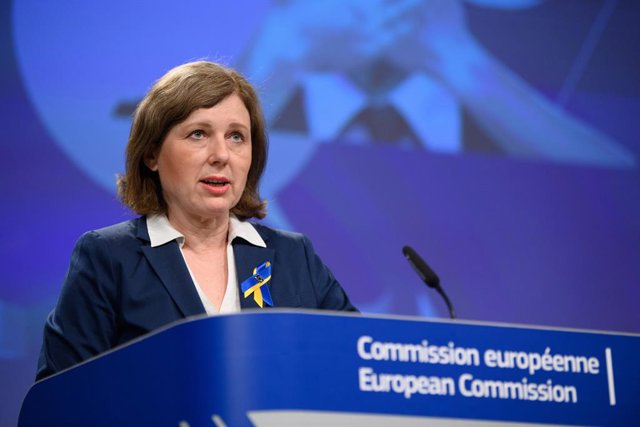 Archivo - La vicepresidenta de la Comissió Europea, Vera Jourová  