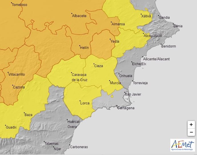 Mapa de riesgos por altas temperaturas en la Región