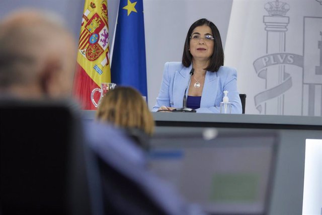 La ministra de Sanidad, Carolina Darias, participa en la rueda de prensa posterior al Consejo Interterritorial del SNS, a 25 de mayo de 2022, en Madrid (España).