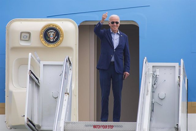 Joe Biden, presidente de Estados Unidos, en el Air Force One