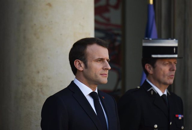 Archivo - Emmanuel Macron, en el palacio del Elíseo