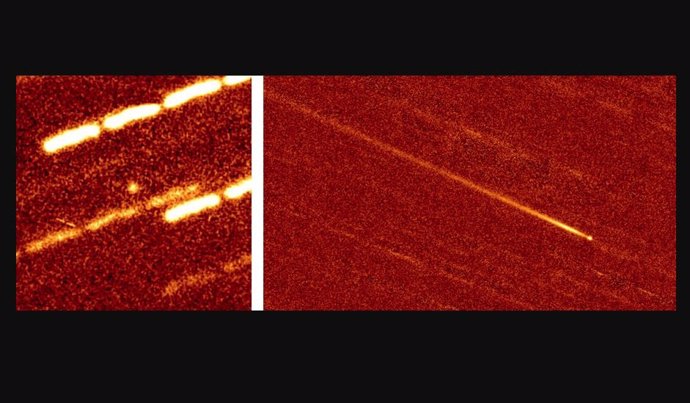 Objeto cercano al Sol 323P/SOHO observado por el Telescopio Subaru el 21 de diciembre de 2020 (izquierda) y CFHT el 11 de febrero de 2021 (derecha).