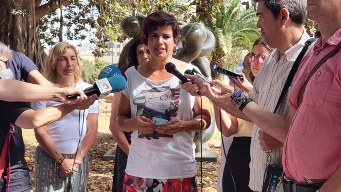 Teresa Rodríguez, candidata de Adelante Andalucía a la Junta, en rueda de prensa