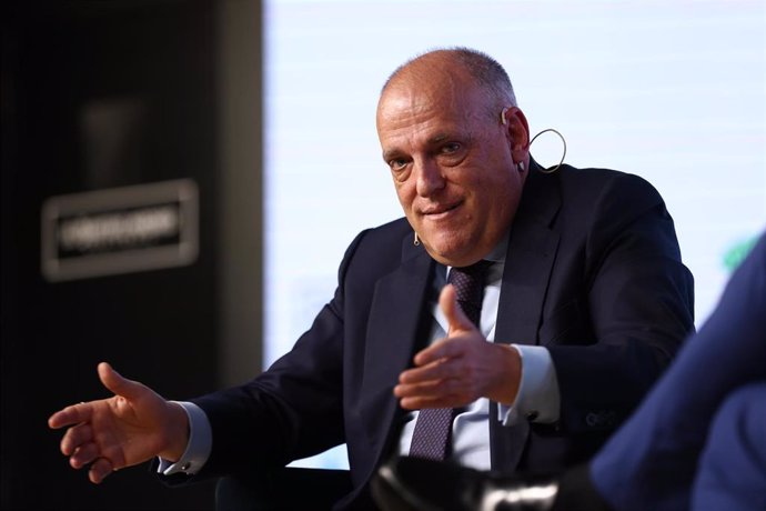 Javier Tebas, presidente de LaLiga, durante un acto