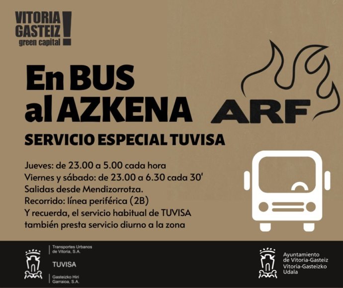 Tuvisa ofrecerá del jueves al sábado un servicio especial nocturno de autobuses al Azkena Rock Festival