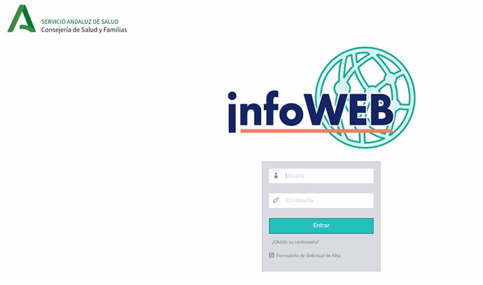 Página de acceso al portal Infoweb, en el que los profesionales del SAS pueden consultar la información clínica de más de 65.000 pacientes