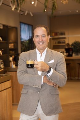 El director general de Nespresso en España, Vincent Termote, durante la presentación de la nueva 'boutique' de la firma en Madrid