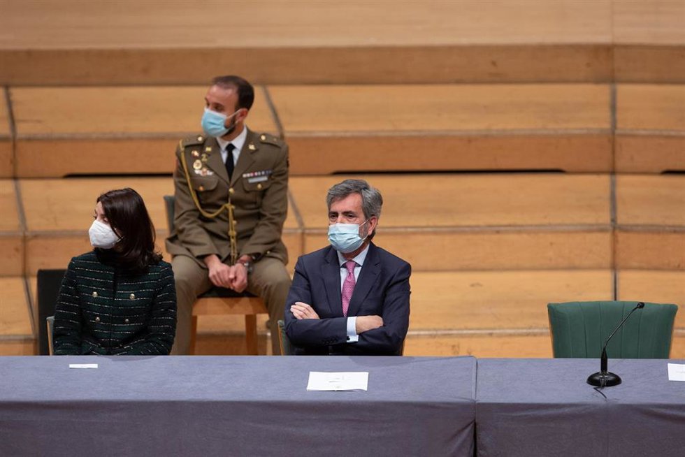 Archivo - La ministra de Justicia, Pilar Llop, y el presidente del Tribunal Supremo y del Consejo General del Poder Judicial (CGPJ), Carlos Lesmes.
