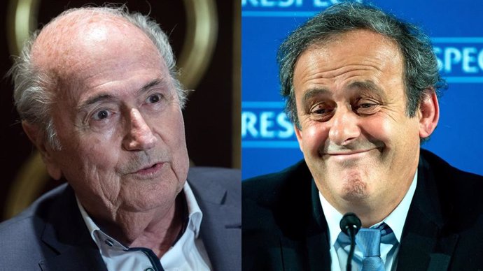 El ex presidente de la FIFA Joseph Blatter y el ex presidente de la UEFA Michel Platini.