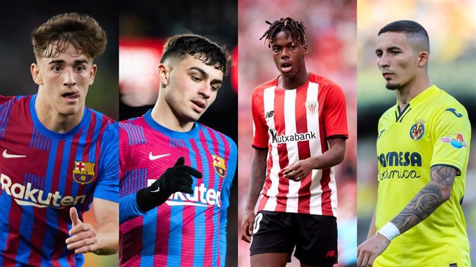 Gavi, Pedri, Nico Williams y Yéremy Pino, entre los candidatos al 'Golden Boy 2022'.