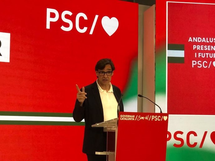 El primer secretario del PSC, Salvador Illa, en el acto 'Andalucía: presente y futuro' el 15 de junio de 2022, en Barcelona.
