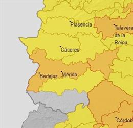 Alerta en Extremadura para el jueves 16 de junio