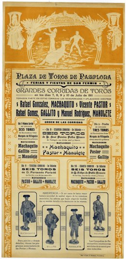 Cartel anunciador del festejo taurino organizado en 1911.
