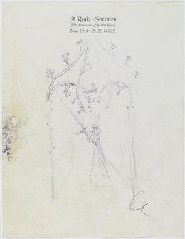 Uno de los esbozos para los interiores y jardín del Castell de Púbol de la exposición 'Púbol de Gala' de la Fundación Dalí