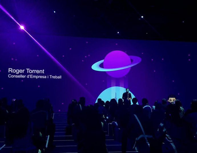 El conseller de Empresa y Trabajo, Roger Torrent, en el acto 'Passem pantalla: els vídeojocs es manifesten'