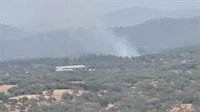 Cinco medios aéreos trabajan en el incendio forestal declarado en un paraje de Rosal de la Frontera (Huelva)