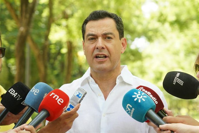 El presidente del PP de Andalucía y candidato a la reelección como presidente de la Junta de Andalucía, Juanma Moreno