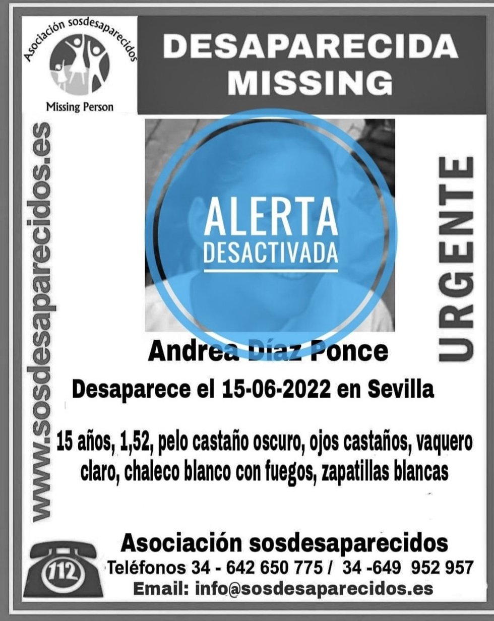 Localizada la menor de 15 años desaparecida en Sevilla desde el miércoles