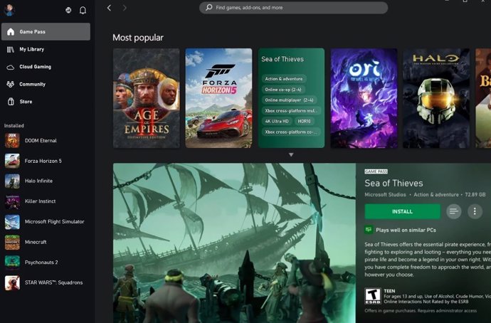 El nuevo indicador de rendimiento que incluye la aplicación de Xbox para PC.