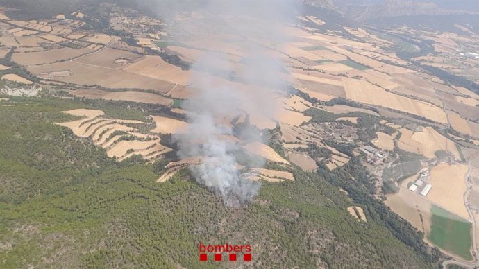 Imagen de uno de los focos de cuatro nuevos incendios en diferentes zonas de la Vall de Rialb (Lleida)