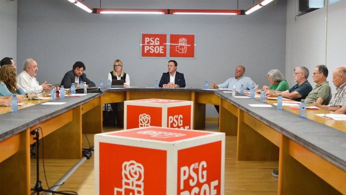 El secretario xeral del PSdeG, Valentín González Formoso, con el grupo de expertos en sanidad conformado por su formación