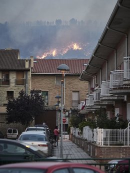 Extinción del incendio en Puente la Reina.